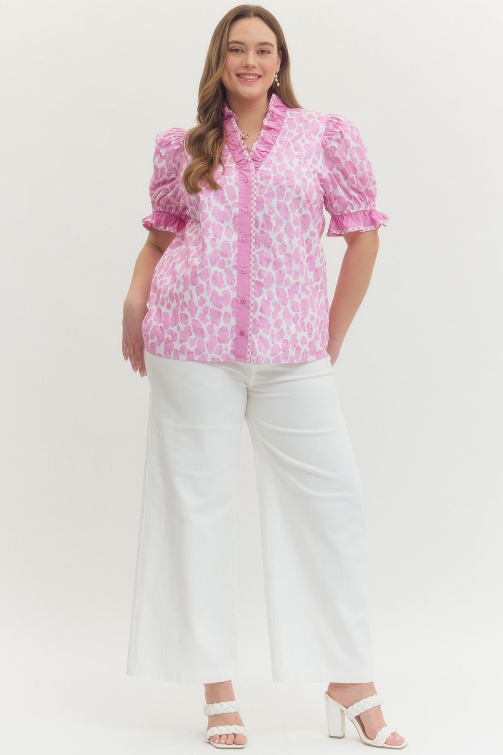 T29991P Curvy Abstract Leopard Print Top