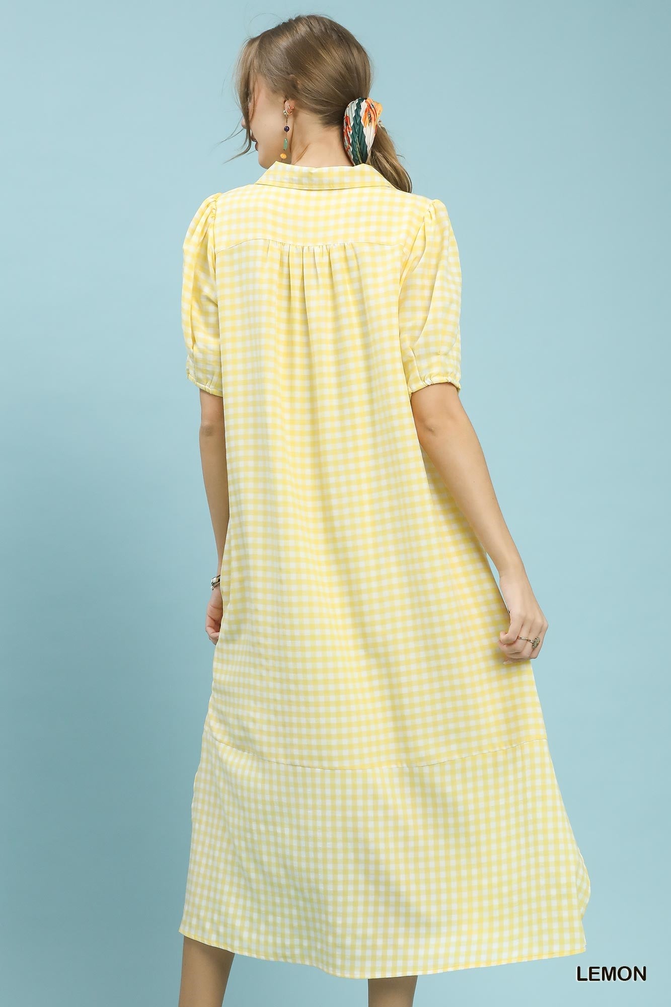 C6338 Gingham Midi Dress