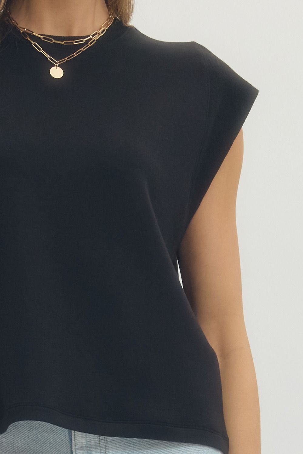 T28380 Solid Cap Sleeve Top