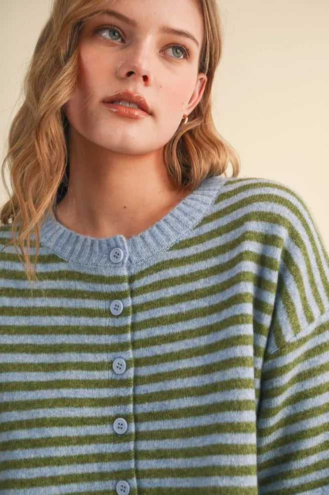 MSW11399 Striped Short Sleeve Sweater