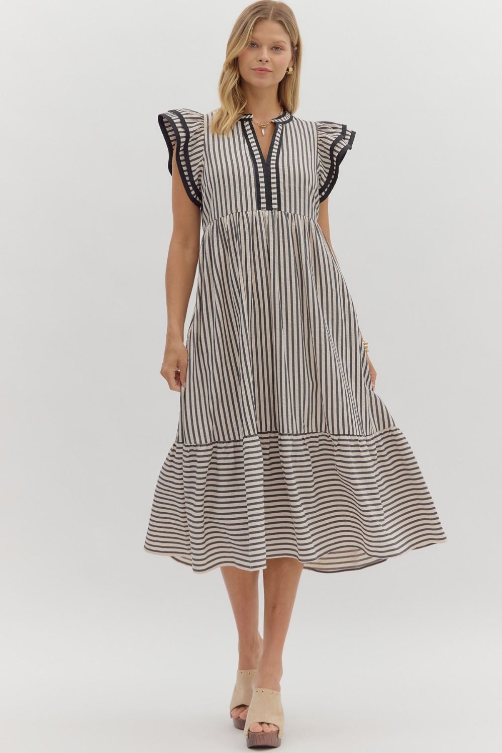 D26444 Textured Stripe Pattern Dress