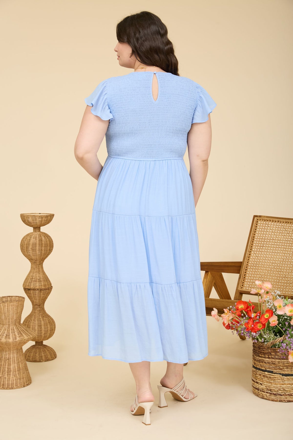 PCR2847 Curvy Tiered Midi Dress