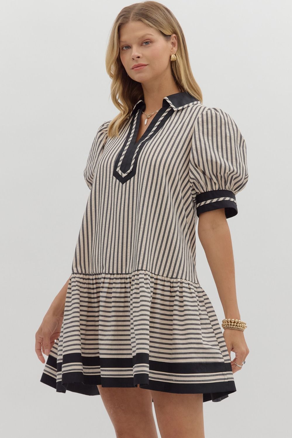 D27123 Textured Stripe Pattern Dress