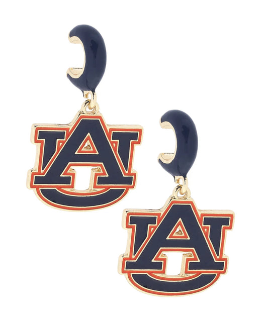 Auburn Tigers Enamel Logo Huggie Hoop Earrings