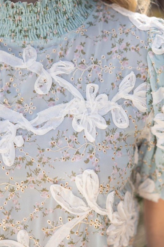 36290 Smocked Lace Detail Top
