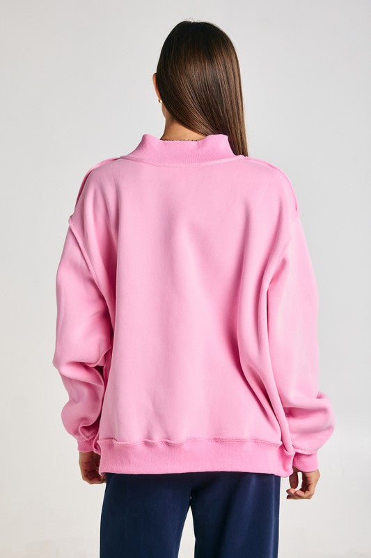 WWJD Embroidered Mock Neck Sweatshirt