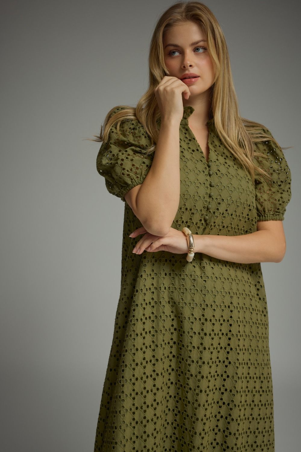D29377 Eyelet Midi Dress