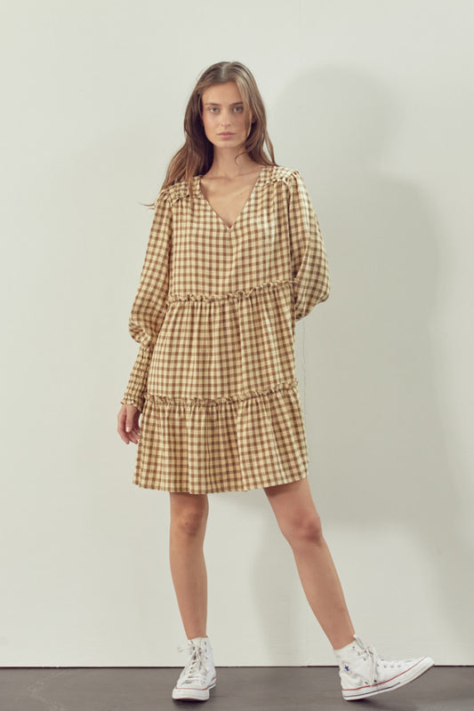 MDR9385 Gingham Check Mini Dress