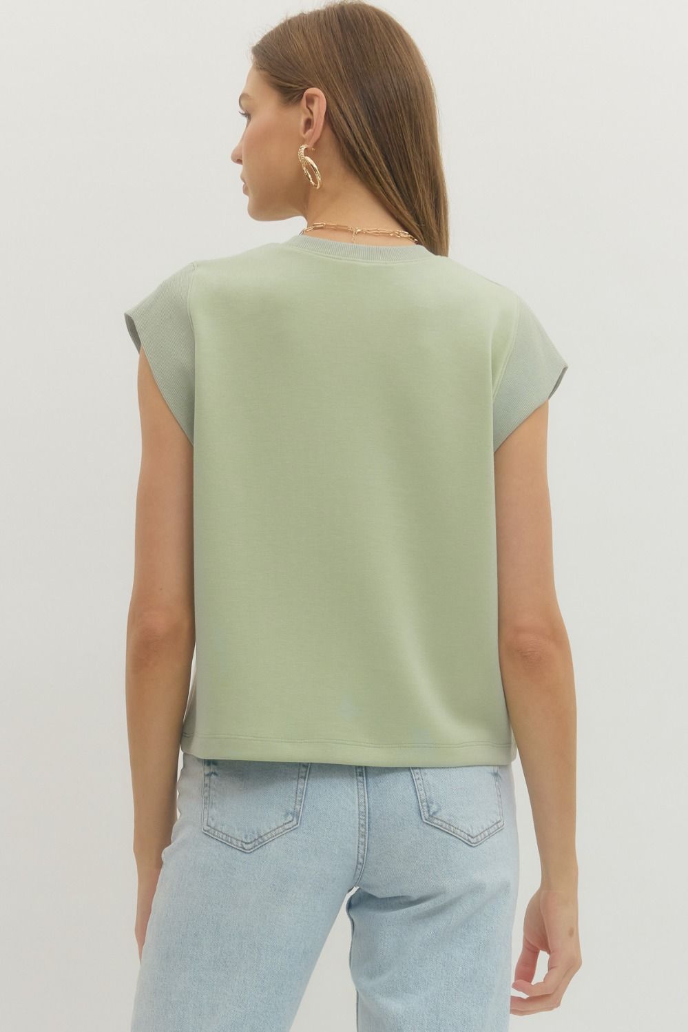 T28380 Solid Cap Sleeve Top