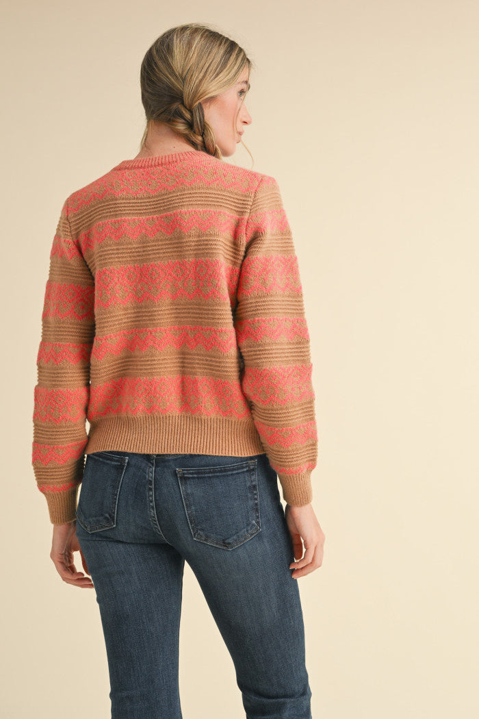 MSW10709 Geometric Striped Sweater