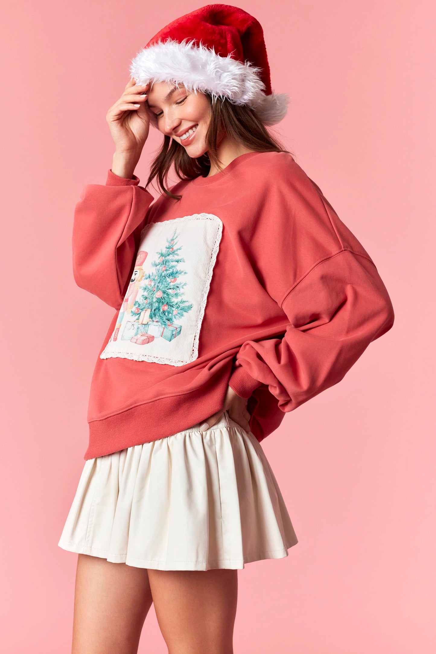 IKT300394-01 Christmas Printed Corduroy Sweatshirt