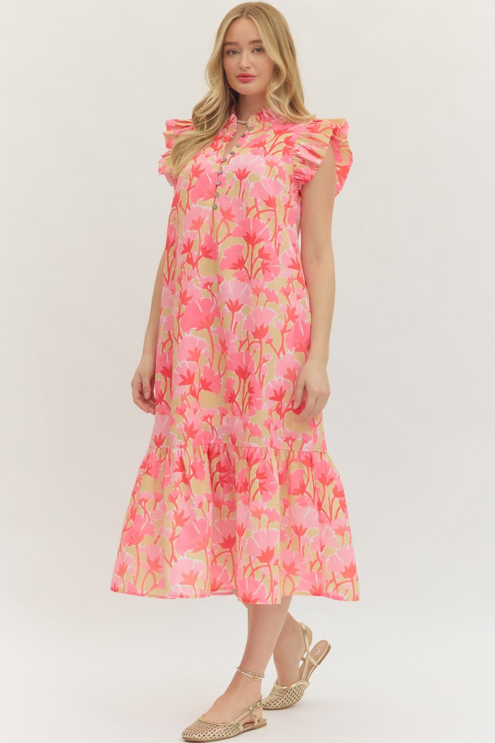D30652 Floral Midi Dress
