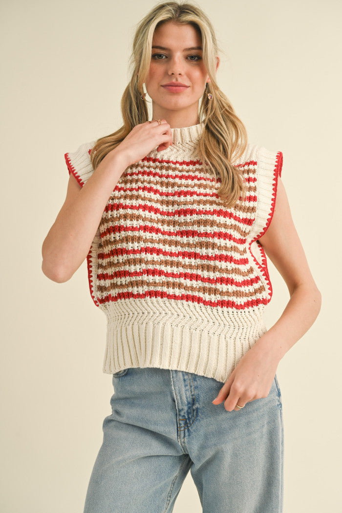 MSW10418 Mock Neck Sweater Vest