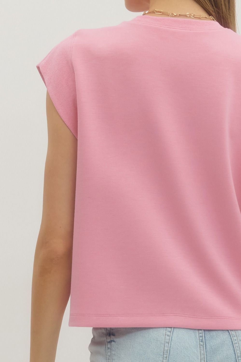 T28380 Solid Cap Sleeve Top