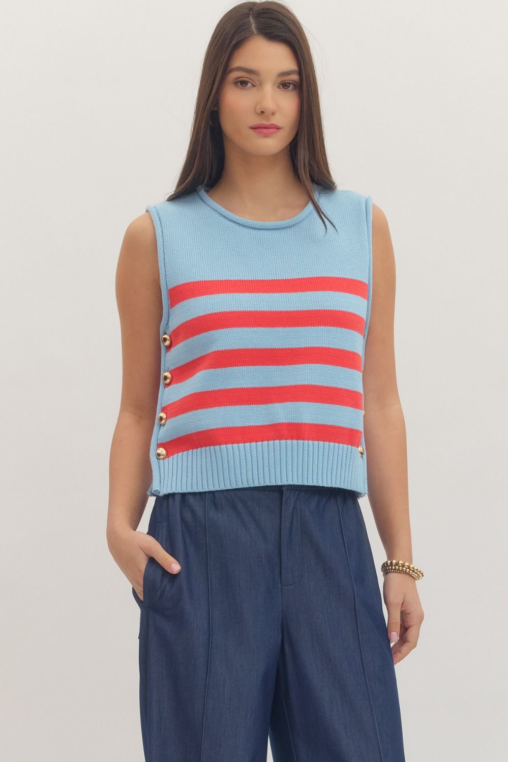T29614 Striped Sleeveless Top