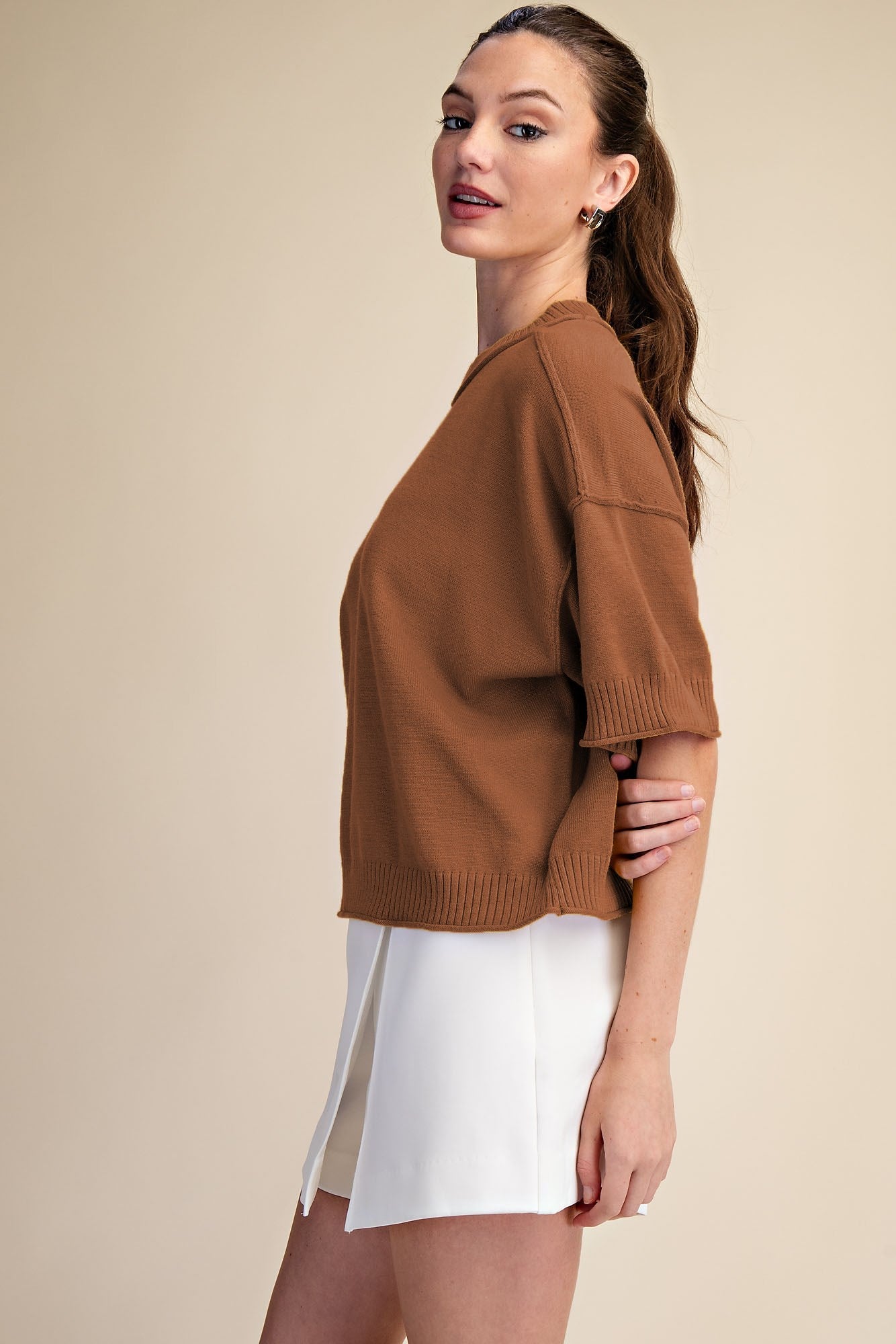 SW8221 Elbow Length Sweater Top