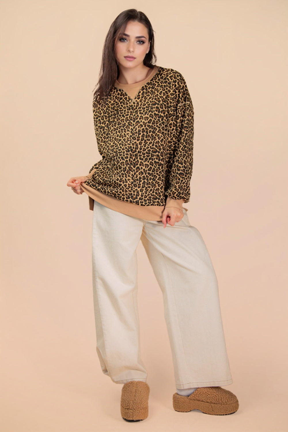 NT12318 Leopard Print Casual Top