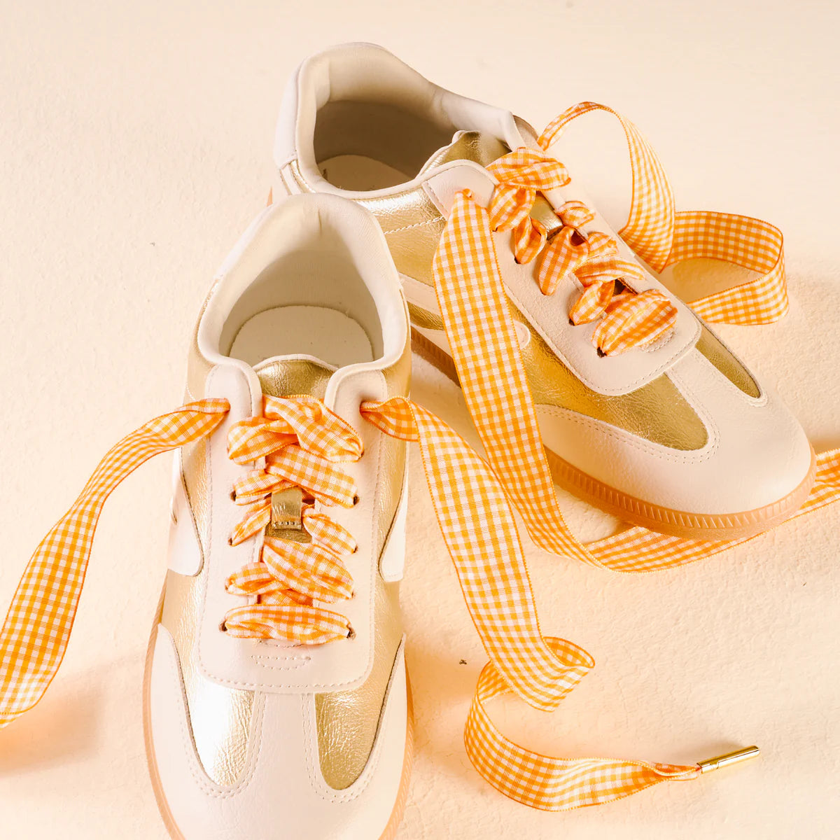 Gingham Orange Step It Up Shoelaces