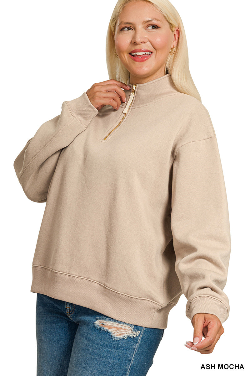OT-4357X Curvy Fleece Half-Zip Sweatshirt