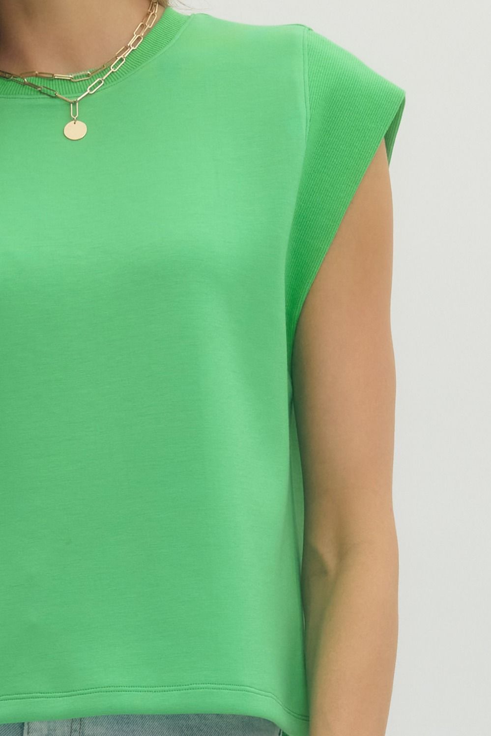 T28380 Solid Cap Sleeve Top