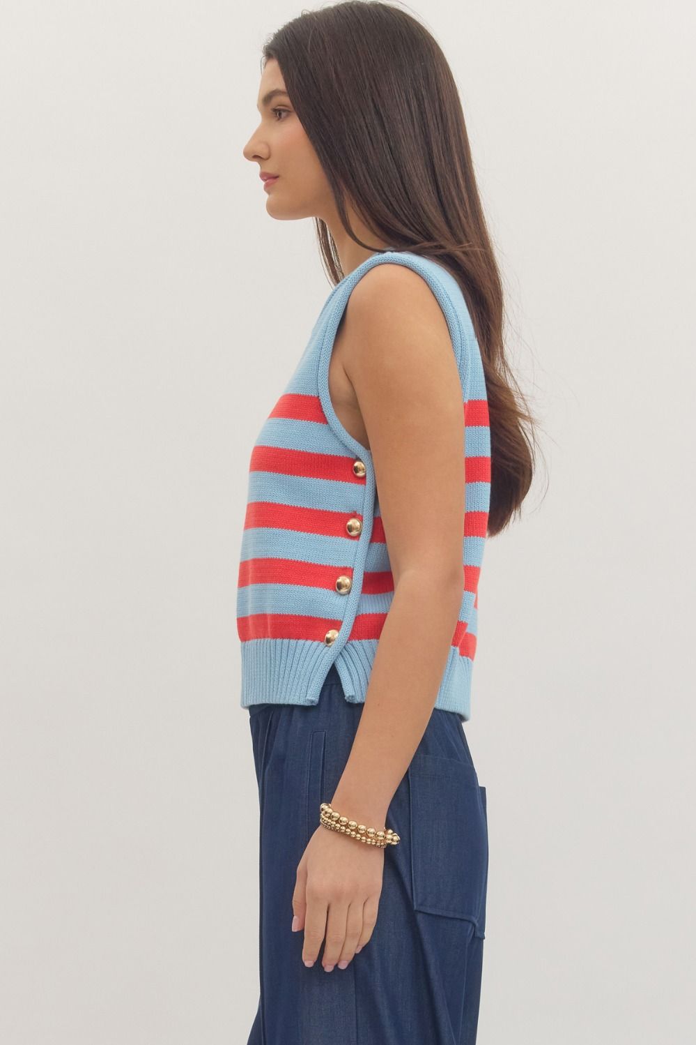 T29614 Striped Sleeveless Top