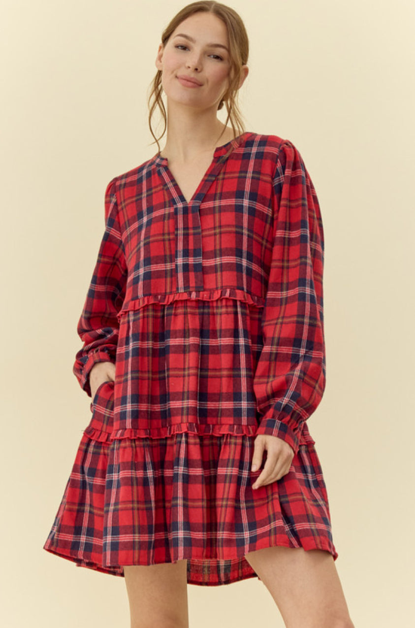 H11364 Check Print Dress