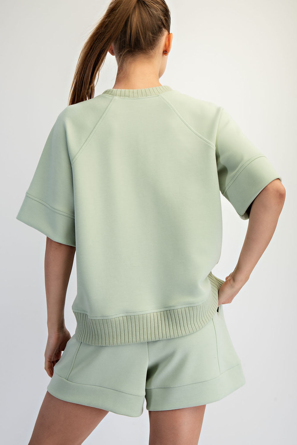 T0121 Modal Scuba Luxe Short Sleeve Top
