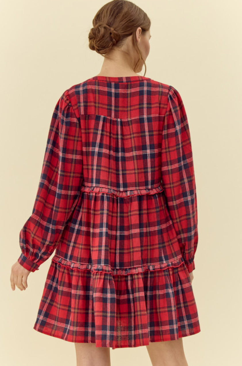 H11364 Check Print Dress