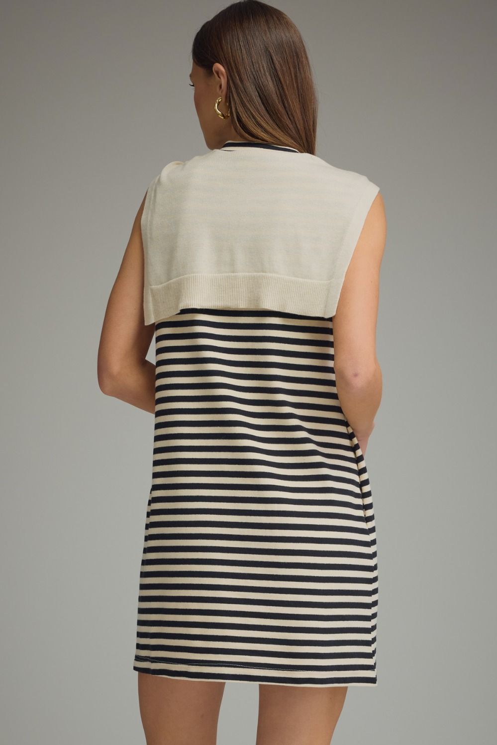 D32703 Sweater Overlay Detail Mini Dress