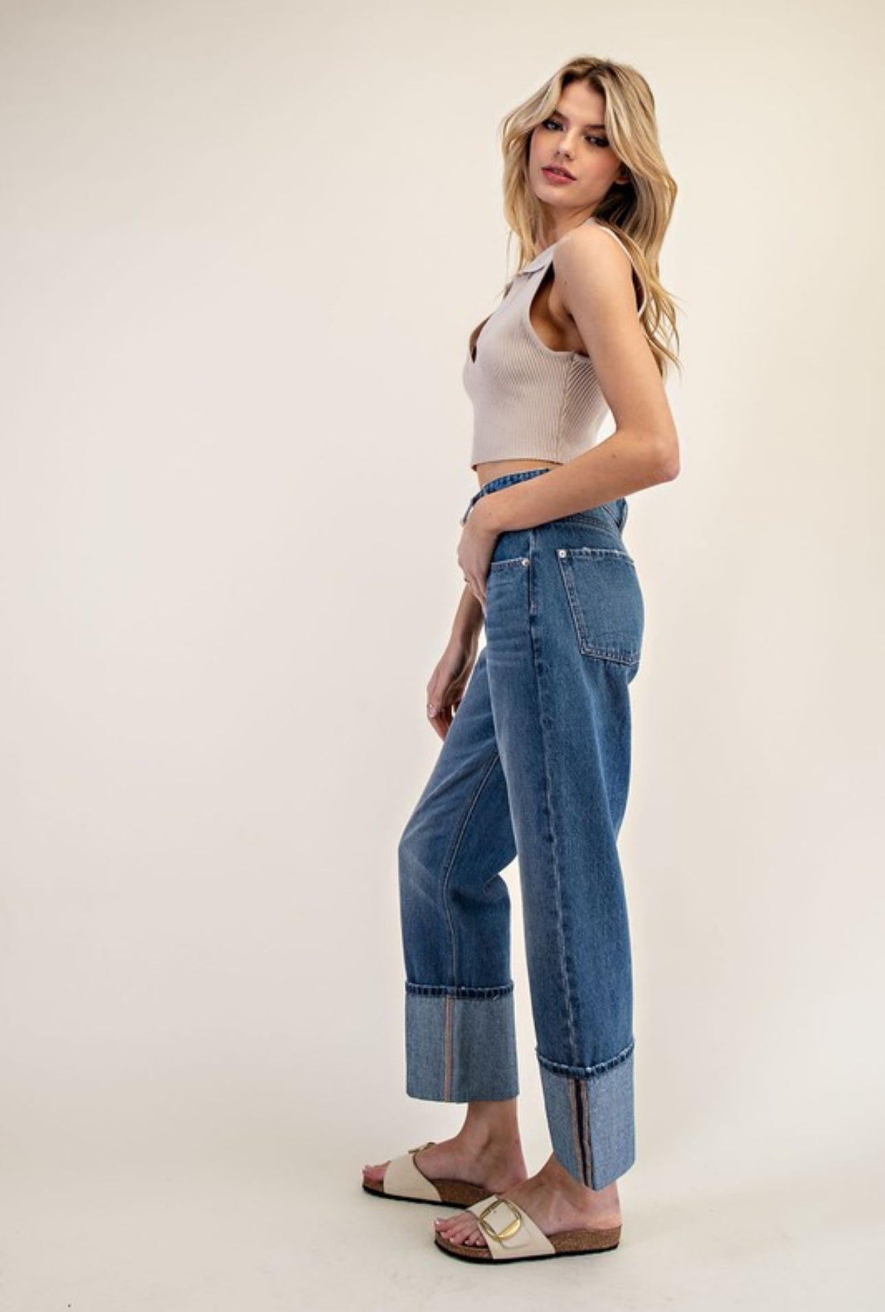 PH12506 Mineral Washed Cuffed Straight Pants