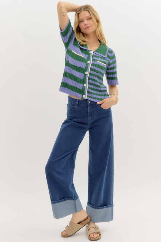 P26465 Cuff Hem Ankle Length Jeans