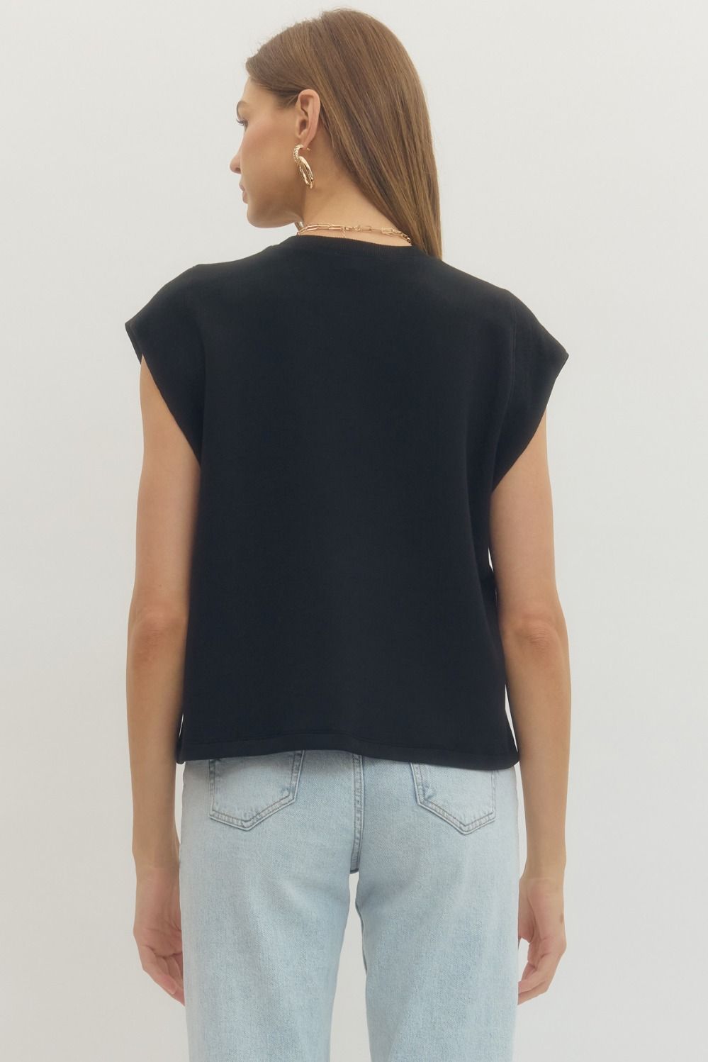 T28380 Solid Cap Sleeve Top