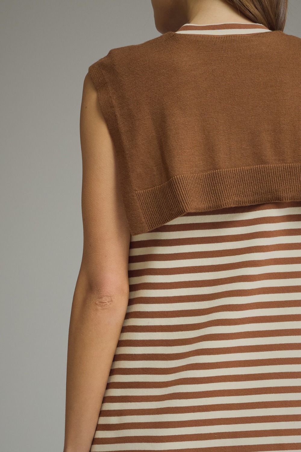 D32703 Sweater Overlay Detail Mini Dress