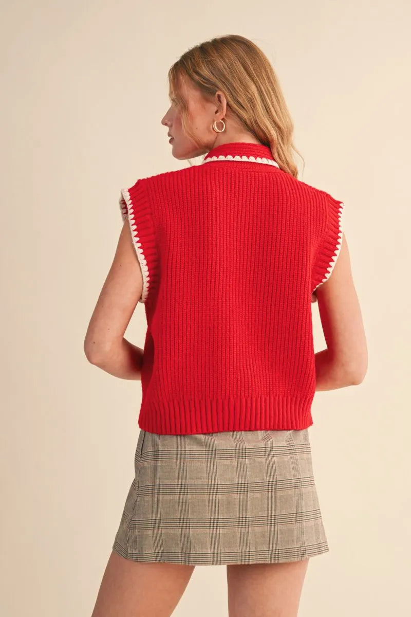 MSW11059 Tie Neck Sweater Vest