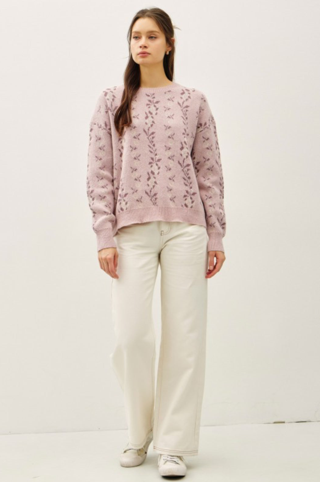 65116 Floral Jacquard Sweater