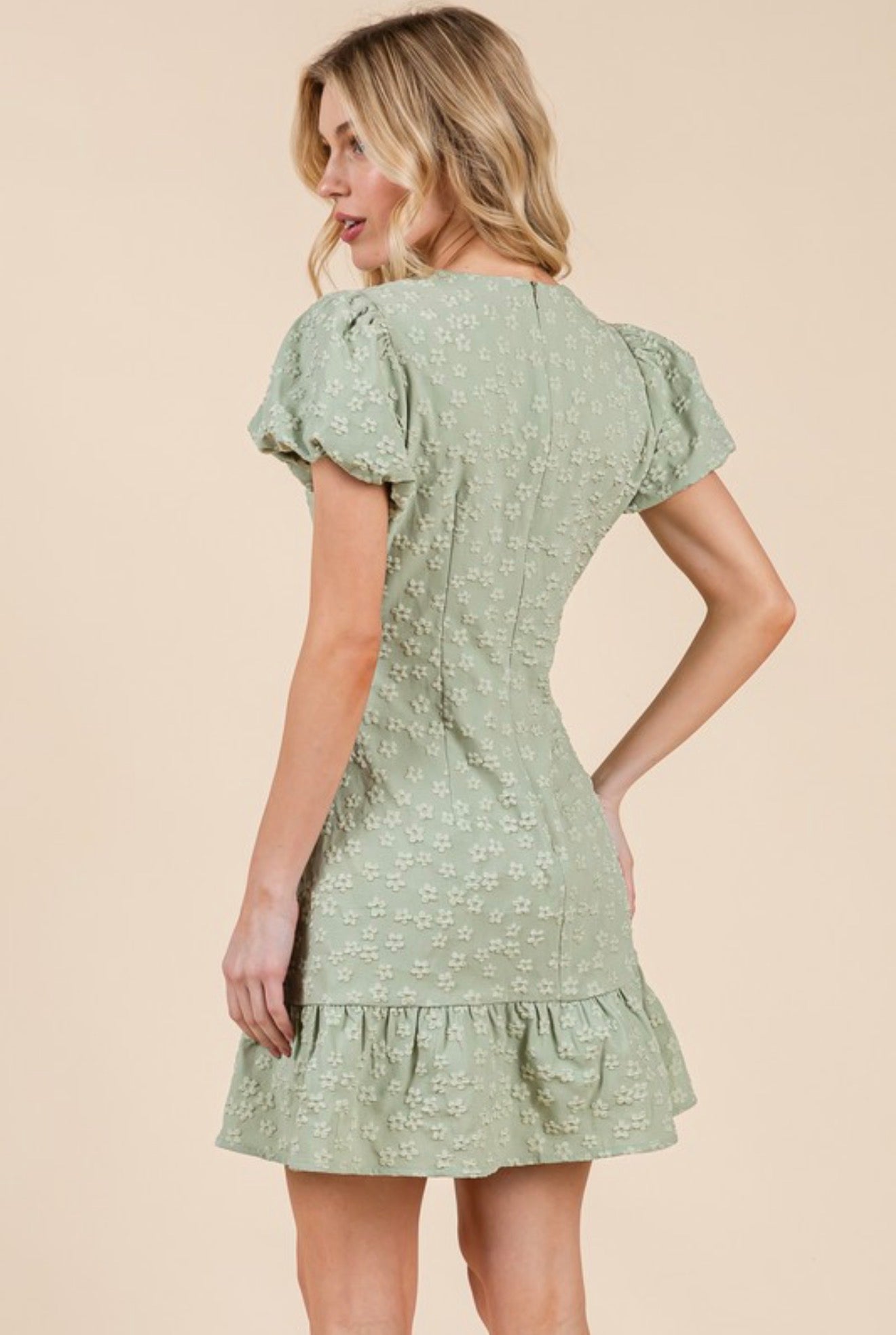 MD51672 Floral Jacquard Mini Dress