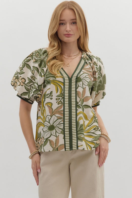 T27414 Botanical Print Top