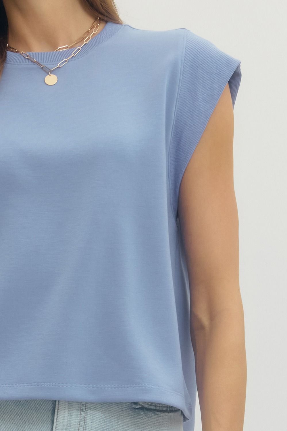 T28380 Solid Cap Sleeve Top