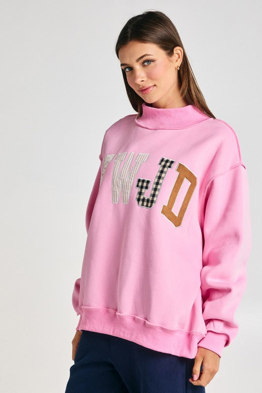 WWJD Embroidered Mock Neck Sweatshirt