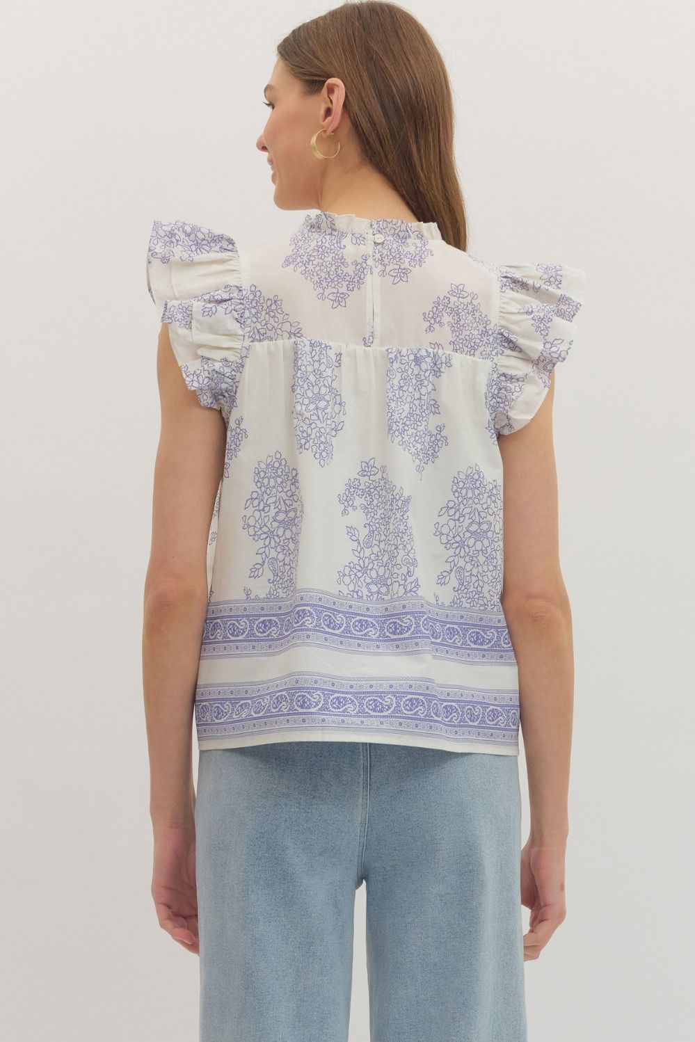 T30906 Botanical Border Print Top