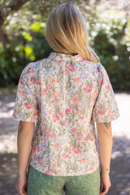 37009 Textured Floral Print Top
