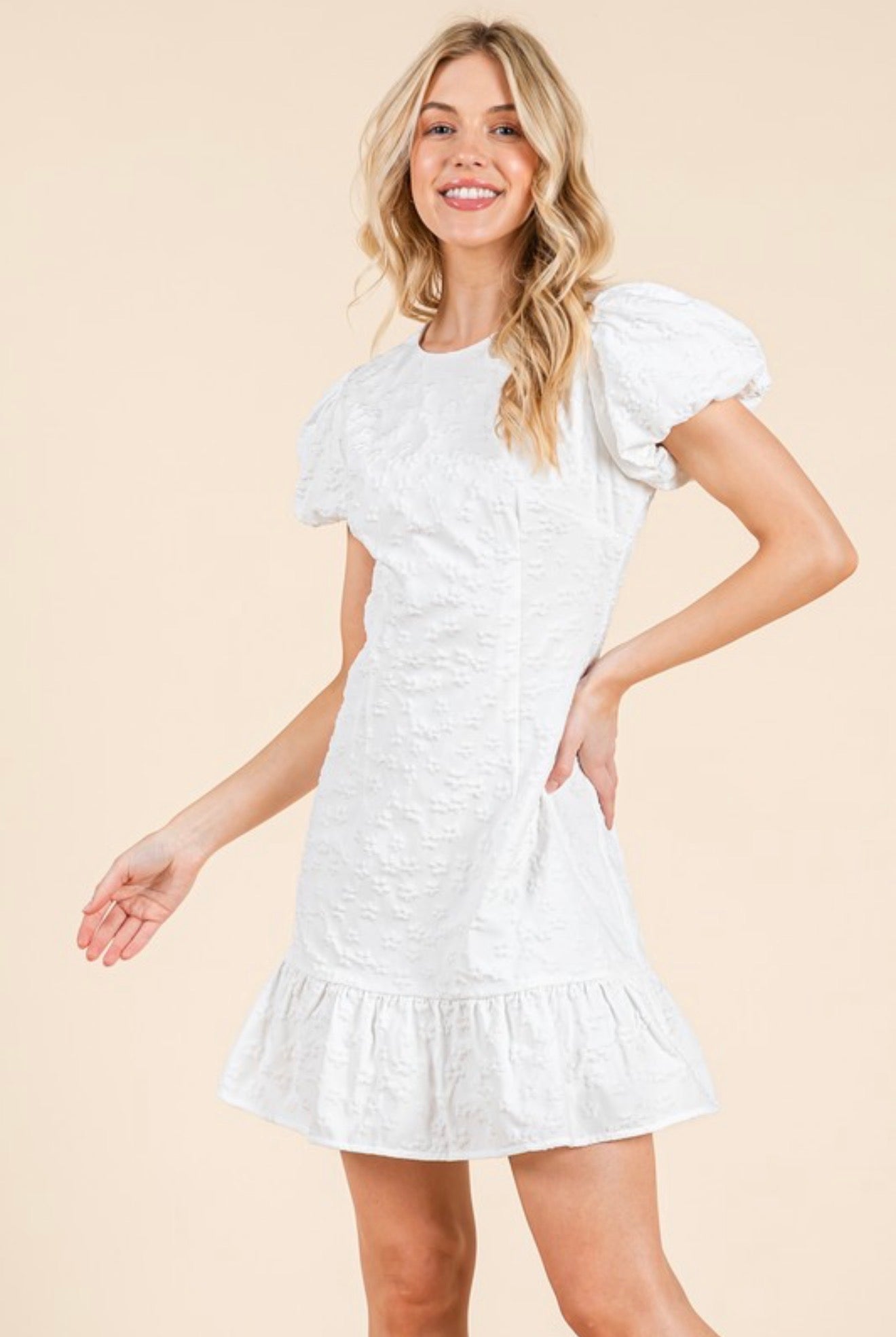 MD51672 Floral Jacquard Mini Dress