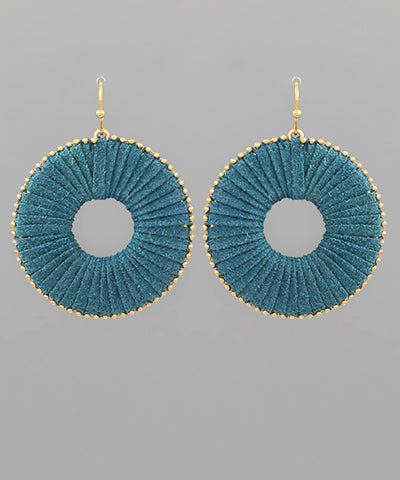 EP48784 Wrapped Raffia Round Earrings