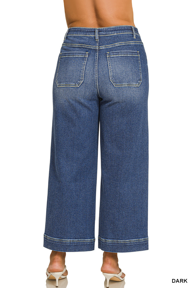 DYP-9558DDX Curvy Wide Leg Pintuck Denim Jeans