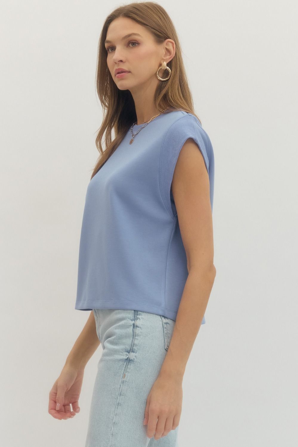 T28380 Solid Cap Sleeve Top