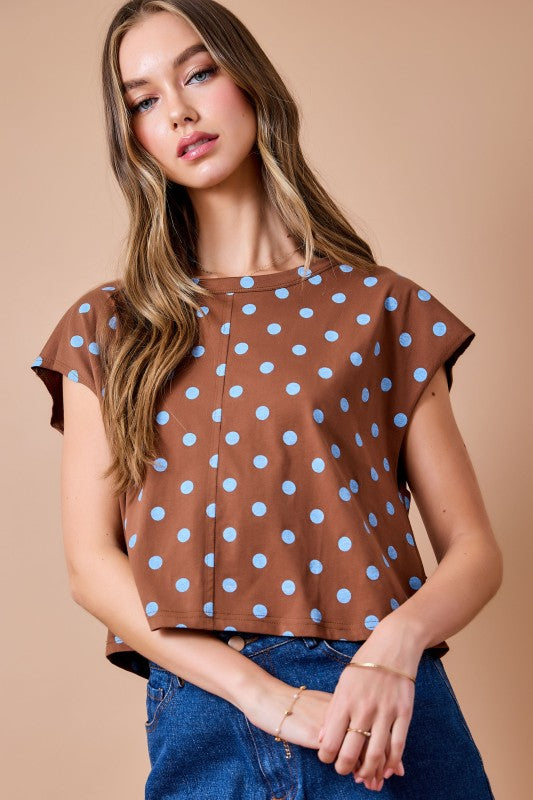 A4756 Polka Dot Back Cutout Detail Top