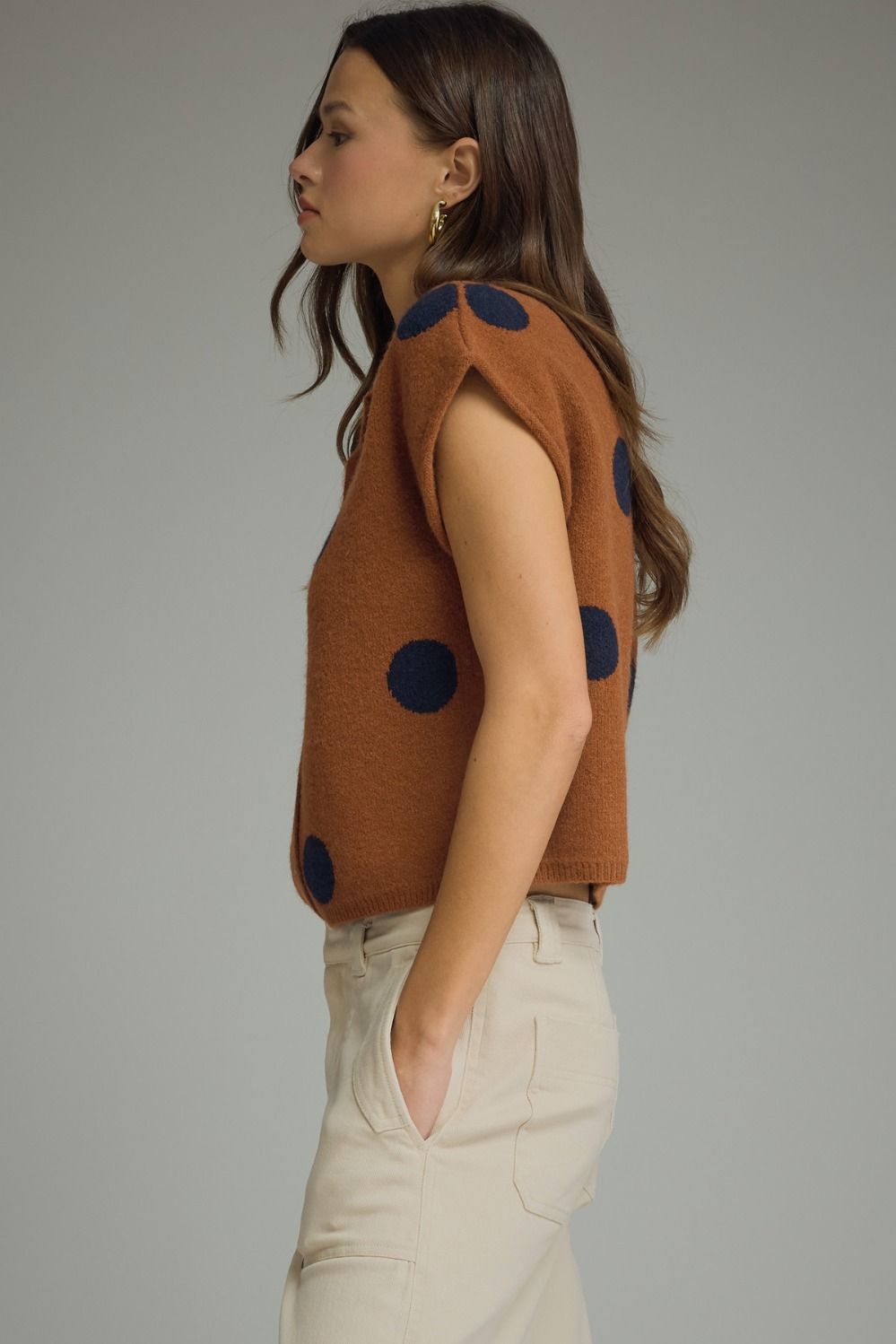 T32223 Polka Dot Sweater Top