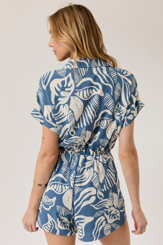 AM3507-7 Leaf Print Romper