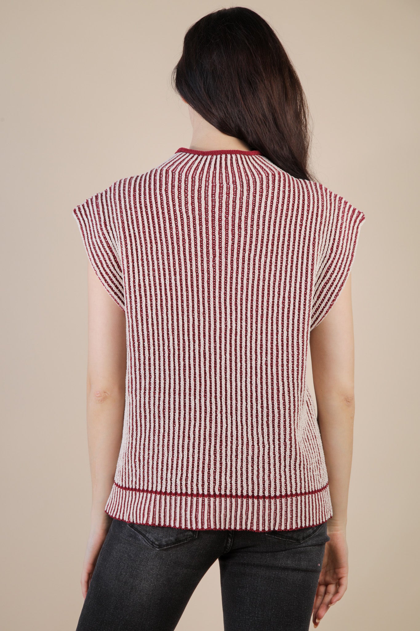 12W3388N Two Tone Ribbed Sweater Vest