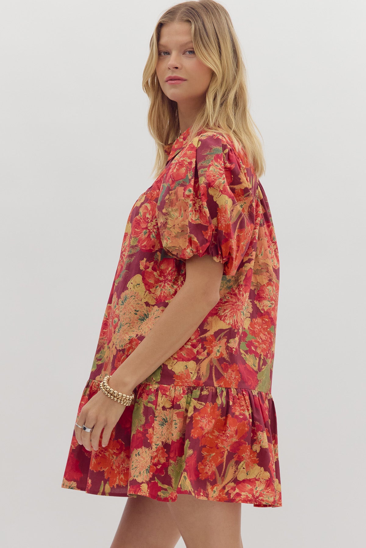 D28277 Floral Print Mini Dress